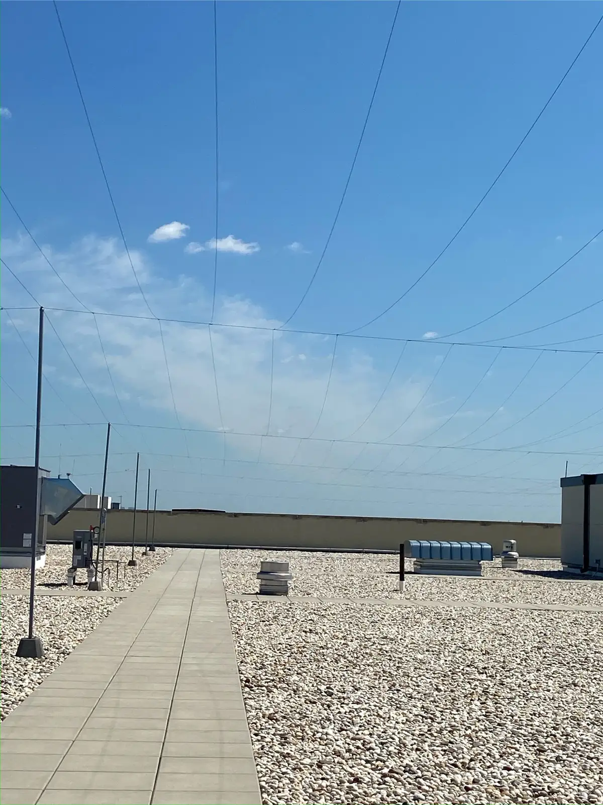 bird wire exclusion installed on a commercial ledge for Water Treatment Plant Reservoir Bird Control