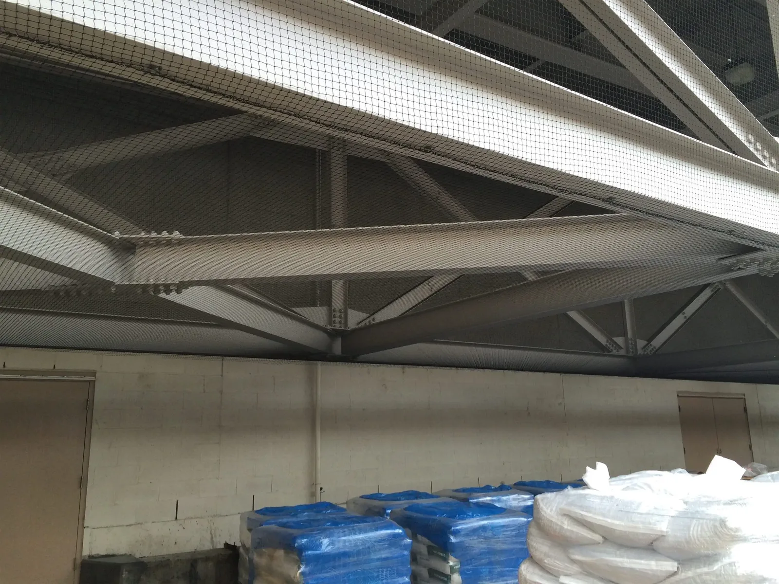 Bird netting installed to seal off roosting and nesting areas