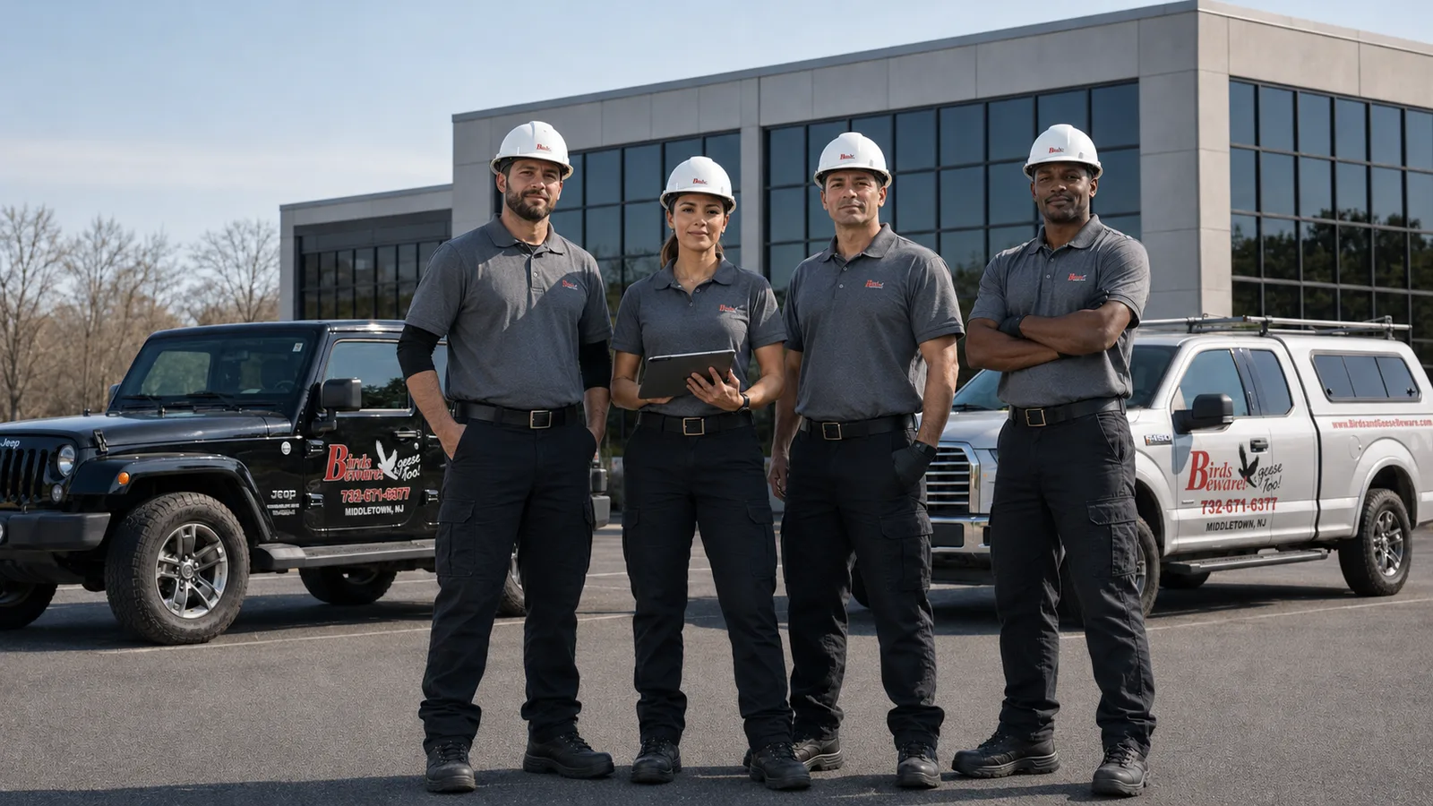 Birds & Geese Beware technicians and service trucks ready for a job